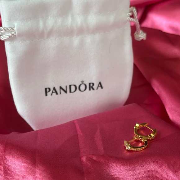 Pandora gold with clear stone earrings. - Picture 1 of 2